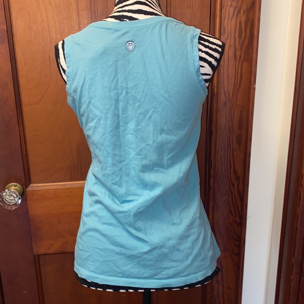Life is Good “take it slow” teal tank top size small - Picture 3 of 5